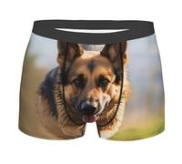 BYPPJGH Boxer da uomo, morbido e traspirante, biancheria intima da corsa con pastore tedesco, in cotone elasticizzato, con tasca per il contorno del corpo, senza etichetta per il massimo comfort, Nero