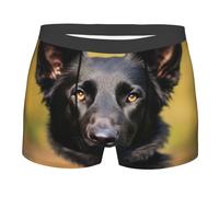 BYPPJGH Boxer da uomo, morbido e traspirante, biancheria intima nera da pastore tedesco, in cotone elasticizzato, con tasca per il contorno del corpo, senza etichetta per il massimo comfort, Nero , M