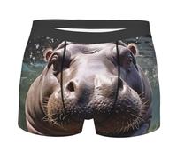 BYPPJGH Boxer da uomo, morbido e traspirante, biancheria intima per immersioni, ippopotamo, in cotone elasticizzato, da uomo, con custodia sagomata, senza etichetta per il massimo comfort, Nero , XXL