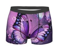 BYPPJGH Boxer da uomo, morbido e traspirante, con bella farfalla viola, in cotone elasticizzato, con tasca per il contorno del corpo, senza etichetta per il massimo comfort, Nero , S-3XL