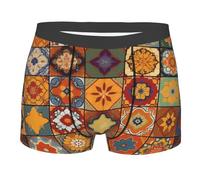 BYPPJGH Boxer da uomo, morbido e traspirante, gruppo di boxer da uomo in cotone elasticizzato con motivo geometrico marocchino, coperto con custodia sagomata, senza etichetta per il massimo comfort