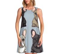 BYPPJGH Bulldog francese abiti estivi da donna 2025 casual senza maniche spiaggia prendisole floreale t-shirt abito girocollo con tasche, Nero , Small-4X-Large