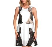 BYPPJGH Bulldog francese abiti estivi da donna 2025 casual senza maniche spiaggia prendisole floreale t-shirt abito girocollo con tasche, Nero , Small-4X-Large