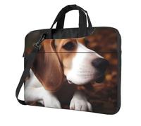 BYPPJGH Carino Beagle Laptop Borsa A Tracolla Per Gli Uomini Donne Valigetta Messenger Bag W/Strap Maniglia Impermeabile Del Computer Portatile Sacchetto Del Manicotto, Nero , 15.6 inch