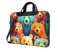 BYPPJGH Colorful Bears Borsa A Tracolla Del Computer Portatile Per Gli Uomini Donne Valigetta Messenger Bag W/Strap Maniglia Impermeabile Del Computer Portatile Del Manicotto, Nero , 13 inch