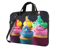 BYPPJGH Colorful Buon Compleanno Cupcakes Borsa A Tracolla Del Computer Portatile Per Gli Uomini Donne Borsa Messenger Valigetta W/Tracolla Maniglia Impermeabile Del Computer Portatile Del Manicotto