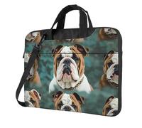 BYPPJGH Divertente Bulldog Inglese Borsa A Tracolla Del Computer Portatile Per Gli Uomini Donne Valigetta Messenger Bag W/Strap Maniglia Impermeabile Del Computer Portatile Sacchetto Del, Nero , 14