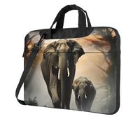 BYPPJGH Elefante Nella Nebbia Borsa A Tracolla Del Computer Portatile Per Gli Uomini Delle Donne Della Valigetta Messenger Bag W/Strap Maniglia Impermeabile Del, Nero , 13 inch