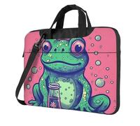 BYPPJGH Frog Fissando Bottiglia Borsa A Tracolla Del Computer Portatile Per Gli Uomini Donne Valigetta Messenger Bag W/Strap Maniglia Impermeabile Del Computer Portatile Del Manicotto Del, Nero , 15.6