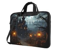 BYPPJGH Gloomy Castle And Witch Borsa a tracolla per laptop per uomo donna borsa a tracolla borsa a tracolla con manico per laptop impermeabile, Nero , 14 inch