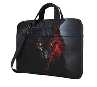 BYPPJGH Grande Lupo Nero Con Gli Occhi Rossi Borsa A Tracolla Del Computer Portatile Per Gli Uomini Donne Valigetta Messenger Bag W/Strap Maniglia Impermeabile Del Computer Portatile Del, Nero , 14