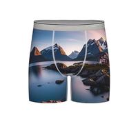BYPPJGH Isole Norvegie, boxer da uomo, in cotone traspirante, a gamba lunga, con tasca 3D integrata, Grigio chiaro, XXL-3XL
