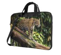 BYPPJGH Jaguar Cat On Tree Tronco Cascata Borsa a tracolla per computer portatile per uomo donna borsa a tracolla borsa a tracolla borsa a tracolla borsa impermeabile per laptop, Nero , 14 inch