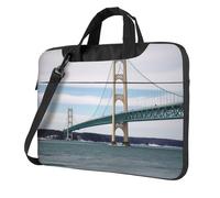BYPPJGH Mackinac - Borsa a tracolla per laptop con ponte sospeso per uomo e donna, borsa a tracolla con manico e tracolla impermeabile, Nero , 15.6 inch