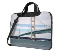 BYPPJGH Mackinac - Borsa a tracolla per laptop con ponte sospeso per uomo e donna, borsa a tracolla con manico e tracolla impermeabile, Nero , 14 inch