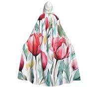 BYPPJGH Mantello con cappuccio per adulti acquerello tulipano lunghezza intera mantello mantello Halloween Natale Cosplay Costume per uomini e donne