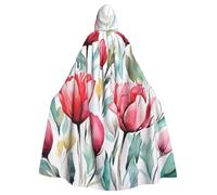 BYPPJGH Mantello con cappuccio per adulti acquerello tulipano lunghezza intera mantello mantello Halloween Natale Cosplay Costume per uomini e donne