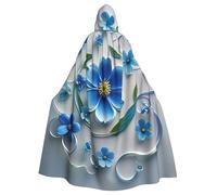 BYPPJGH Mantello con cappuccio per adulti blu mini fiore vortice lunghezza intera mantello mantello Halloween Natale Cosplay Costume per uomini e donne
