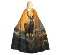 BYPPJGH Mantello con cappuccio per adulti cervo nella foresta mantello a lunghezza intera mantello Halloween Natale Cosplay Costume per uomini e donne