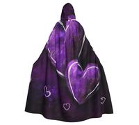BYPPJGH Mantello con cappuccio per adulti con cuori viola a lunghezza intera, mantello per Halloween, Natale, cosplay, costume per uomini e donne