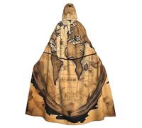 BYPPJGH Mantello con cappuccio per adulti con mappa antica del mondo, mantello a lunghezza intera, mantello per Halloween, Natale, cosplay, costume per uomini e donne