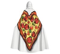 BYPPJGH Mantello con cappuccio per adulti, con scritta "I Love Pizza", a lunghezza intera, mantello per Halloween, Natale, cosplay, costume per uomini e donne