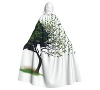 BYPPJGH Mantello con cappuccio per adulti, grande albero che soffia nel vento, mantello a lunghezza intera, mantello per Halloween, Natale, cosplay, costume per uomini e donne