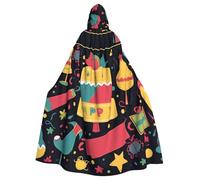 BYPPJGH Mantello con cappuccio per adulti Happy Birthday Immagini Full Length Mantello Mantello Halloween Natale Cosplay Costume per uomini e donne