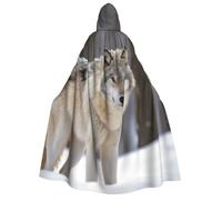 BYPPJGH Mantello con cappuccio per adulti, lupo nella neve, mantello a lunghezza intera, per Halloween, Natale, cosplay, costume per uomini e donne
