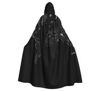 BYPPJGH Mantello con cappuccio per adulti nero mappa del mondo intera mantello mantello mantello Halloween Natale Cosplay Costume per uomini e donne