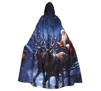 BYPPJGH Mantello con cappuccio per adulti Neve Notte Babbo Natale e cervo a lunghezza intera mantello mantello Halloween Natale Cosplay Costume per uomini e donne