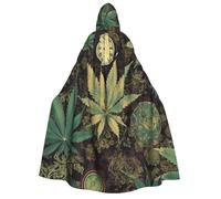 BYPPJGH Mantello con cappuccio per adulti, per Halloween, per adulti, erbaccia e marijuana, mantello a lunghezza intera, per Halloween, Natale, cosplay, costume per uomini e donne