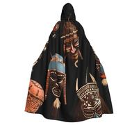 BYPPJGH Mantello con cappuccio per adulti Rituale africano etnico tribale a lunghezza intera mantello mantello Halloween Natale Cosplay Costume per uomini e donne