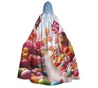 BYPPJGH Mantello con cappuccio per adulti Sweet Candy Sfondo a lunghezza intera mantello mantello Halloween Natale Cosplay Costume per uomini e donne