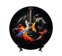 BYPPJGH Piatti decorativi in ceramica con musica rock Bone China Piatto decorativo con espositore Ornamento in ceramica fatto a mano Personalità Piatto da pranzo in porcellana Artigianato per Home