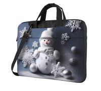 BYPPJGH Pupazzo di neve stelle e fiocchi di neve borsa a tracolla per computer portatile per uomo donna borsa messenger borsa a tracolla con maniglia per laptop impermeabile, Nero , 15.6 inch