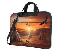 BYPPJGH Tribù dei nativi americani borsa a tracolla per computer portatile per uomo donna borsa messenger borsa a tracolla borsa a tracolla borsa impermeabile per laptop, Nero , 14 inch