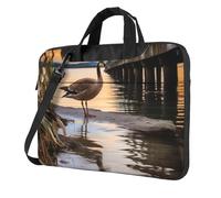 BYPPJGH Wild Goose By The Bridge, borsa a tracolla per computer portatile, borsa a tracolla per uomo e donna, borsa a tracolla con manico impermeabile, Nero , 14 inch