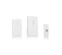 Byron DB312 - Campanello wireless a batteria, alimentato a batteria, plug in & Bell Push, portata 30 m, suono classico Ding Dong, bianco