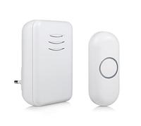 Byron DBY-22312 - Kit Campanello 16 Melodie e 150 m (Campo Libero) di Portata Senza Fili, Alimentazione a Batteria e Campanello su Presa, Colore: Bianco