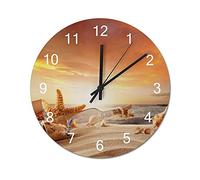 BYRON HOYLE, Orologio da parete a forma di stella marina, conchiglia, da spiaggia, tramonto in legno, a batteria, decorazione per la casa, soggiorno, cucina, bagno, camera da letto, 40 cm