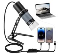 Bysameyee Microscopio USB 1080P con supporto in metallo, fotocamera digitale portatile 50X-1000X, compatibile con iPhone/Android/Windows/Mac