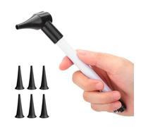 Bysameyee Otoscopio tascabile sottile in acciaio inox, otoscopio portatile con luce LED morbida e 7 punte per specula per bambini, adulti, animali domestici