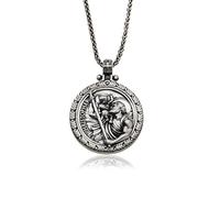 bysilvergates Collana in argento Sterling 925 con San Cristoforo/San Michele Arcangelo/Medaglie di San Benedetto per uomini e donne - Ciondolo religioso da uomo, Argento sterling, Nessuna pietra
