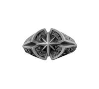 BySilverStone - Anello con sigillo da uomo in argento con rosa dei venti e bussola, gioiello fatto a mano