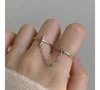 Bysonglezai Retro Punk Hip Hop Cross Ring Chain per Le Donne Uomini Moda Croce Regolabile Finger Knuckle Rings 15