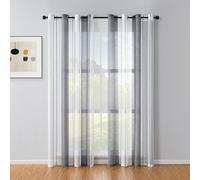 BYSURE Tende a righe, in voile, moderne, set da 2, 132 x 245 cm, grigio scuro
