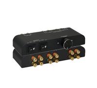 Bytecc 2/4 Way Speaker Switch, Audio Amplifier Speaker, 1 Input 2/4 Output Pair Stereo Speaker Selector, Non-Slip Box with Terminal Morsetti - Black (61052-2 Ways with Volume Control)