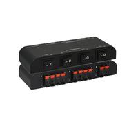 Bytecc 2/4 Way Speaker Switch, Audio Amplifier Speaker, 1 Input 2/4 Output Pair Stereo Speaker Selector, Non-Slip Box with Terminal Morsetti - Black (61050-4 Ways with Control Slip)
