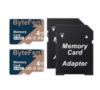 ByteFest Confezione da 2 schede TF da 4 GB, con 2 adattatori, classe 10 UHS-I U1 A1 C10 V10 ad alta velocità, video FHD, scheda di memoria flash per fotocamera/monitor/console di gioco/Drone/Dash Cam